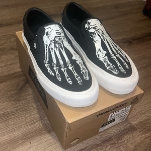 Straye Skateboarding Heavyweight Slip On Skeleton Bones Skate Shoes Black Sz 9.5